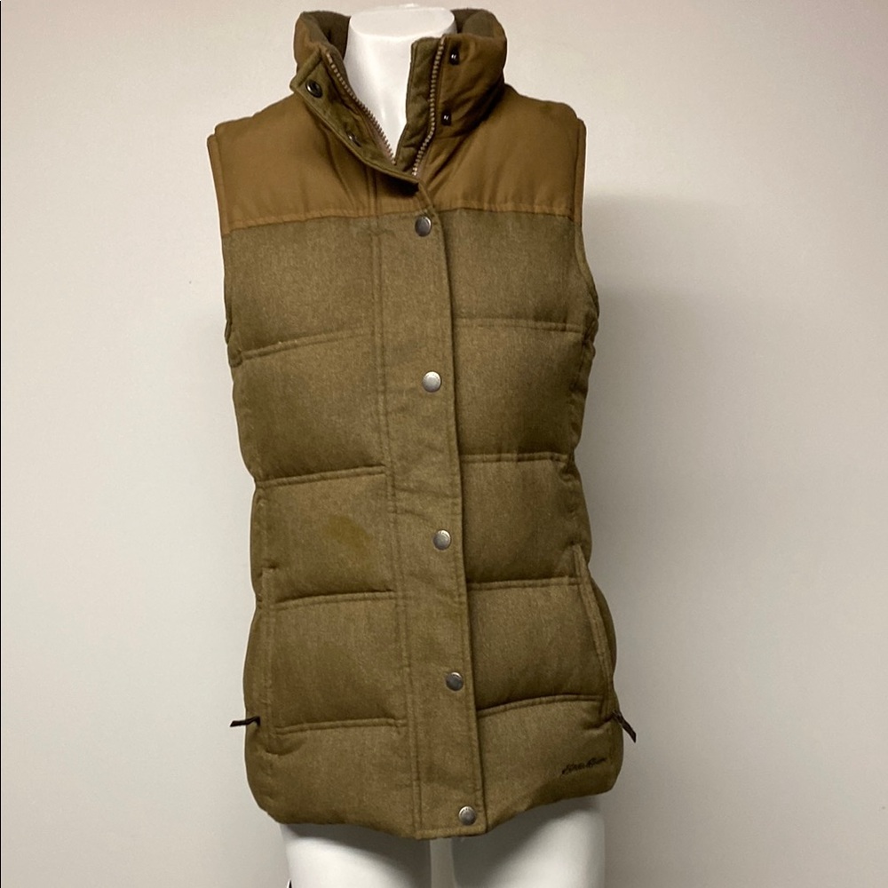 EDDIE BAUER Brown Down Filled Quilted Vest